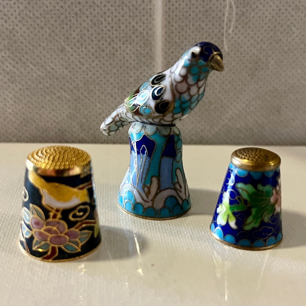 Set of 3 Cloisonné Thimbles